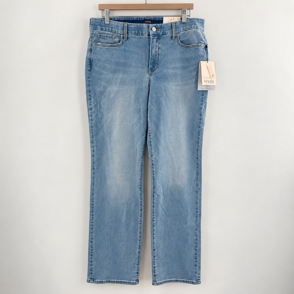 NYDJ Marilyn Straight Leg Jeans Women XL Light Wash Shaping Stretch Denim NWT